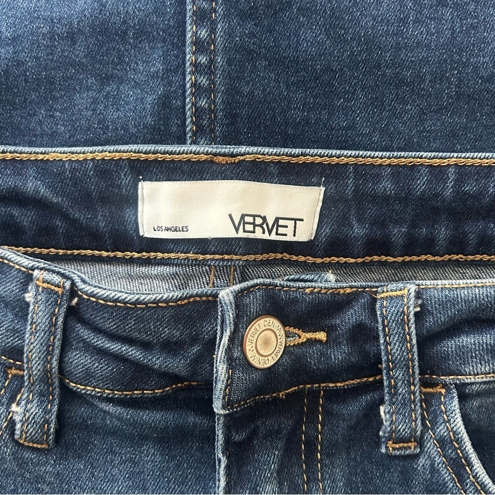 Vervet Denim Jean Skirt Notch Slit 5 Pocket Zip Fly Summer Staple Size Small - Picture 9 of 10